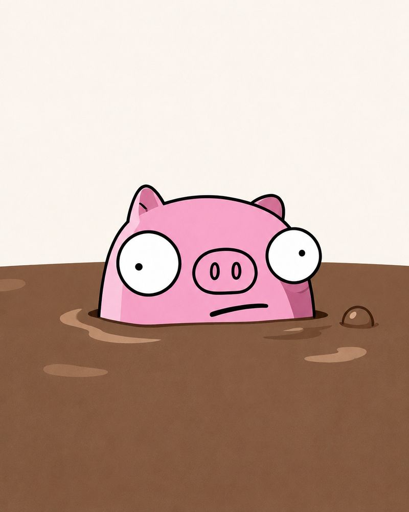 Ham sunk in a mud puddle up to his eyes.